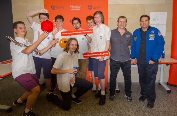 The Gosford High School team with former NASA astronaut Greg Chamitoff